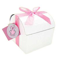 EndlessArtUS Gift Box 6x6x6 M Pink Treasure Chest Box - Easy to Assemble & Reusable - No Glue Required - Ribbon and Gift Tag Included - EZ Chest Box