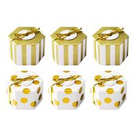 Toyvian Candy Boxes Hexagon Gift Boxes Stripe/Dots Golden Bronzing Color Chocolate Packaging Boxes for Baby Shower Wedding 50 Pieces