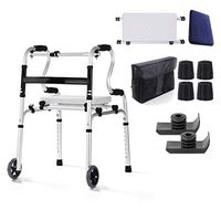 OUG Adult Walking Rehabilitation Walker, Walker with Armrest Support Pad, Lightweight Walking Frame, Suitable for Nursing Home, Hospital (seat Cover + Storage Bag + Non-Slip Mat + Sled Cover)