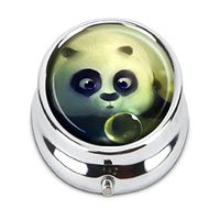 GDEE Cute Panda Custom Fashion Stainless Steel Silver Pill Box Western Tablets Tablet Holder Management Case Pocket or Wallet