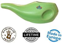 Sattvic Path Ergonomically Designed Hand-made Ceramic Neti Pot, Seafoam Green