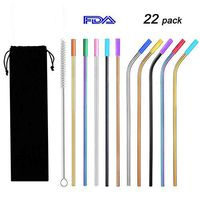 Gardencolo Colored Stainless Steel Straws with Silicone Tips 8.5" Reusable Metal Drinking Straws for Tumbler Cold Beverage FDA-Approved Straws (5 Straight|5 Bent| 10 Silicone Tips|1 Brush|1bag)