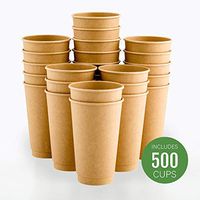500-CT Disposable Kraft 16-oz Hot Beverage Cups with Double Wall Design: No Need for Sleeves - Perfect for Cafes - Eco Friendly Recyclable Paper - Insulated - Wholesale Takeout Coffee Cup