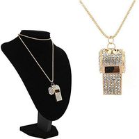 Fashion Costume Pendant Jewelry Whistle Rhinestone Crystal Charm Necklaces Woman Bright Stylish Cheap Elegant Womens Beads Comfortable Accessory Daily Best
