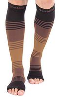 Doc Miller Premium Open Toe Compression Sleeve Dress Series 1 Pair 20-30mmHg Strong Support Graduated Sock Pressure Sports Running Recovery Shin Splints Varicose Veins (BlackBrownTan, Medium)