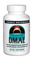 Source Naturals DMAE, Dimethylaminoethanol Bitartrate - Supports Mental Concentration - 200 Tablets