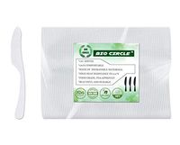150 Compostable Knives Disposable Cutlery Set by Bio Circle - 100% Biodegradable Heavyweight Utensils for Parties, Catering, Restaurant & Everyday Use (Milk White, 7.2 in.)