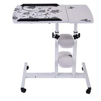 Height Adjustable Overbed Table Laptop Cart Computer Table, Food Tray Desk, Moveable Rolling Medical Table, Medical Adjustable Tilt Overbed Bedside Table with Wheels for Hospital and Home Use, Black