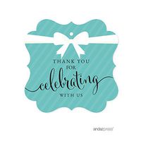 Andaz Press Fancy Frame Gift Tags, Party & Co Thank You for Celebrating with US, 24-Pack, for Themed Party Favors, Gifts, Decorations