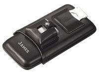 Personalized Visol Renly Black Leather Cigar Case with Lighter and Cutter with Free Laser Engraving