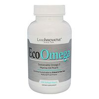 Lane Innovative - EcoOmega, Sustainable Omega 3 Marine Oil Pearls, Lead and Mercury Free, Including 250mg DHA and 125mg EPA, Easy Swallow (150 Pearls)