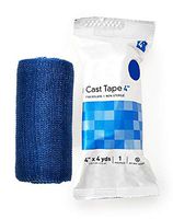Cast Tape 4" x 4 yds. 10 Rolls of Fiberglass Casting Tape for immobilization of Upper and Lower Extremities. Blue Color. Water-Activated Resin. Porous Weave. Latex-Free.