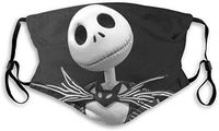 OIVU 3 Jack Skellington Mouth Guard with Filter Unisex Anti-Dust Washable Reusable Mouth Guard for Kids Teens Adults,Black,Medium