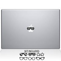 The Decal Guru 2039-MAC-13X-BLA Retro Glasses Decal Vinyl Sticker, 13" MacBook Pro (2016 & Newer), Black