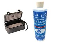 F.E.S.S. FESS F15 Black Travel Cigar Humidor Waterproof Holder Case for up to 10-15 Cigars with FESS Propylene Glycol PG Solution 16 oz
