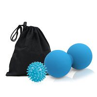 Massage Balls Set, Lacrosse Ball Peanut for Neck Shoulder Back, Spiky Ball for Plantar Fascilitis, Massage Balls for Deep Tissue (Lacrosse Ball Set - Blue)