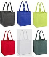 6pack Reusable Shopping Bags - Black Blue Green Lime White Red Reusable Shopping Bags