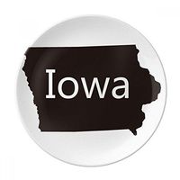 Iowa America USA Map Silhouette Dessert Plate Decorative Porcelain 8 inch Dinner Home