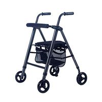 Standard Walkers Walker Elderly Shopping Cart Wheelchair Four-Wheeled Trolley Seated Folding Walker Adjustable Height (Color : Blue, Size : 7858cm)