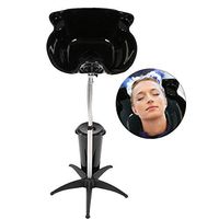 Salon Hair Shampoo Basin With Drain Fixtures Bowl, Stainless Steel Support Pipe Height Adjustable Barber Backwash Sink