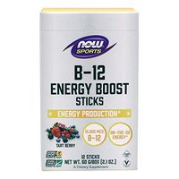 NOW Sports Nutrition, B-12 Energy Boost Sticks, 10,000 mcg, On-The-Go-Energy*, Energy Production*, 12-Sticks
