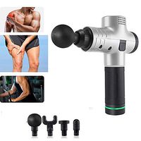 CHENGL Super Silent Professional Massager Electric Massager Gun, 4 Massage Head - Muscle Massage Gun, Deep Relaxation Body Massager Vibration Fascia,Silver