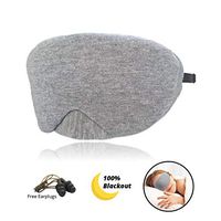 ChekPalace Cotton Sleep Eye Mask 2019 100% Handmade New Design Light Blocking Includes Noice Cancel Earbuds Soft Comfortable Blindfold Best Blinder Sleeping Shift Work Meditation Grey Men Women Naps