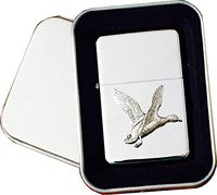 Reallyusefulgifts Chrome Star Lighter with Pewter Mallard Duck Emblem, Complete with Metal Gift Tin