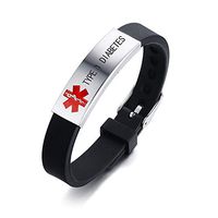 HEABY Medical Alert ID Bracelet Laser Engraved Type 1 Diabetes Adjustable Wristband for Men Women Emergency First Aid