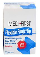 Detectable Metal Bandages, Cloth Fingertip Bandaid, Blue, 50 Pack