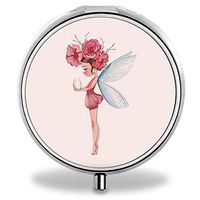 IMLONE Pill Organizer, Customized Flower Fairy Pill Boxes with 3 Components and Mirror for Travelling and Daily Needs