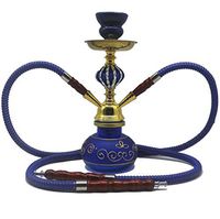 Hookah Set, Arab Hookah Set 2 Hose Removable Hookah Set Easy to Clean and Store Family Party Outdoor Cafe,Blue