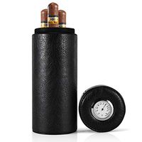 CiTree Cigar Case, Cedar Wood Lined Portable Travel Leather Cigar Humidor with Humidifier