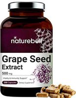 NatureBell Grape Seed Extract 500mg, 200 Capsules, Natural Antioxidant for Heart, Skin, Nails and Vascular System, Boost Immune System, No GMOs