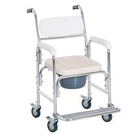HomCom Personal Mobility Durable Waterproof Shower Accessible Transport Commode Medical Rolling Chair