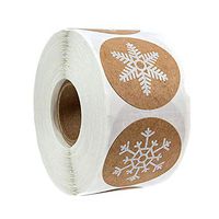 500Pcs Christmas Sticker Gift Bag Label Sticker Snowflake Kraft Sticker (Diameter2.5cm)