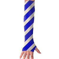 QG ZZX American Blue and White Stripes Unisex Compression Arm Sleeves UV Protection Performance Arm Sleeve - for Outdoor Sports Baseball,Basketball,Football (1 Pair)