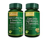 Na'trition Green Coffee Bean Extract 100mg, Green Tea Extract 500mg and Garcinia Cambogia 1000mg, Turmeric 500mg, 60 Easy Swallow Capsules Per Bottle, 120 Total Easy Swallow Capsules, 1 Month Supply