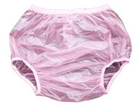 Haian Adult Incontinence Pull-on Plastic Pants PVC Pants 3 Pack (3X-Large, Transparent Pink)