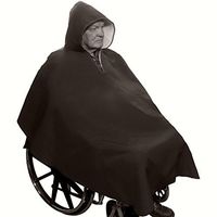 Warm Winter Wheelchair Poncho with Sherpa-Like Lining-Unisex (Black)
