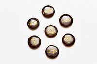 Siddha Engraved Meditation Stones: Palm Stone - Bonded 9 Chakras- Healing Stone- Polished Worry Stone Energy Meditation (7, black tourmaline)