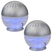 ecoGecko 2 Units Little Squirt Glowing Water, Air Revitalizer, Air Freshener, Room Aromatizer, Aromatherapy, Aroma and Essential Oil Diffuser with 10ML Lavender Oil, Silver