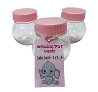 Baby Shower Bottle with Custom Personalized Favor Tags - 24 Pieces (Pink - Elephant)