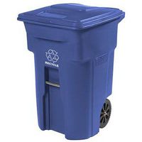 Toter 025564-R1BLU Residential Heavy Duty 2-Wheeled Recycling Can with Attached Lid, 64-Gallon, Blue
