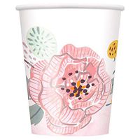 Painted Pink Floral Party Cups, 8 Ct.