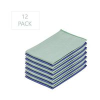 Microfiber Glass and Mirror Cleaning Cloths 2 Cloths (6 Pack) 14x16inch Large Blue/Green Towels - Window, Windshield, PC & TV Screens, Tablets, Dishes, Camera Lenses - no Lint or Streak, no Detergen