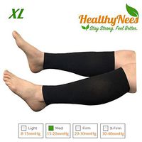 HealthyNees Shin 15-20 mmHg Med Compression Fatigue Support Extra Wide Calf Plus Tall Leg Big Calves Sleeve (Black, XL)