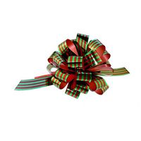 Metallic Red & Green Striped Pull Bows - 8" Wide, Set of 6, Christmas, Gift Basket, Presents, Wreath, Swag, Garland, Decoration, Classroom, Office, Fundraiser