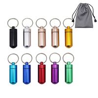 HRX Package Mini Keychain Pill Holder Waterproof, 10PCS Small Aluminum Pill Case Bottle, Little Cute Metal Pill Box
