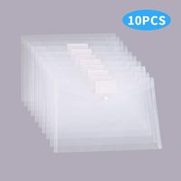 MILOLO Plastic Envelopes Document Folders, 10 Pack US Letter A4 Size Transparent File Envelopes with Label Pocket& Snap Closure, Clear Filing Envelopes for School/Home/Work/Office